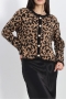 Gold Düğmeli Leopar Desen Camel Hırka AY261