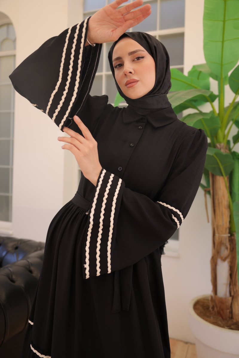 Biyeli Elbise Siyah AY13291