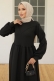 Dikişli Siyah Scuba Elbise  AY328
