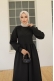 Dikişli Siyah Scuba Elbise  AY328