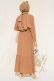 Bürümcüklü Kuşaklı Kat Elbise Camel AY490