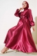 Yarasa Kol Saten Elbise Bordo AY895