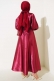 Yarasa Kol Saten Elbise Bordo AY895
