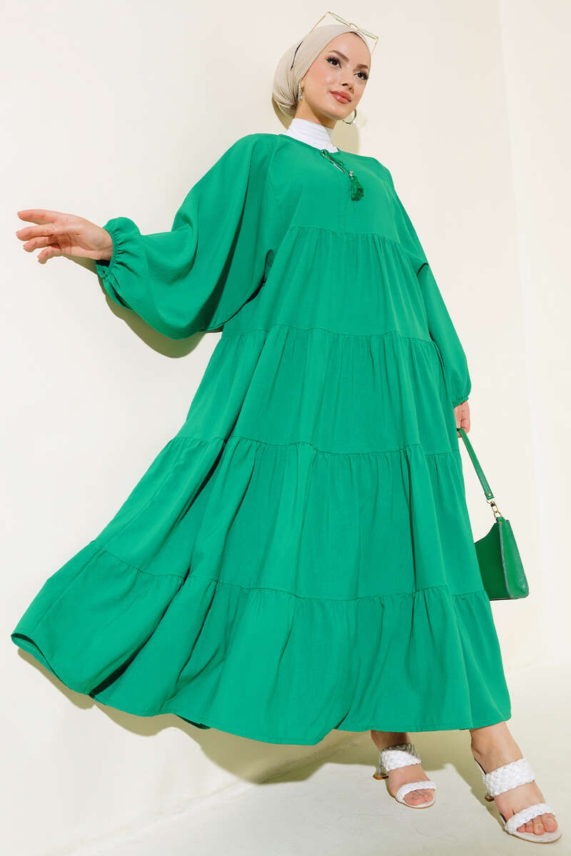 Yakası İpli Kat Model Elbise Benetton AY1529