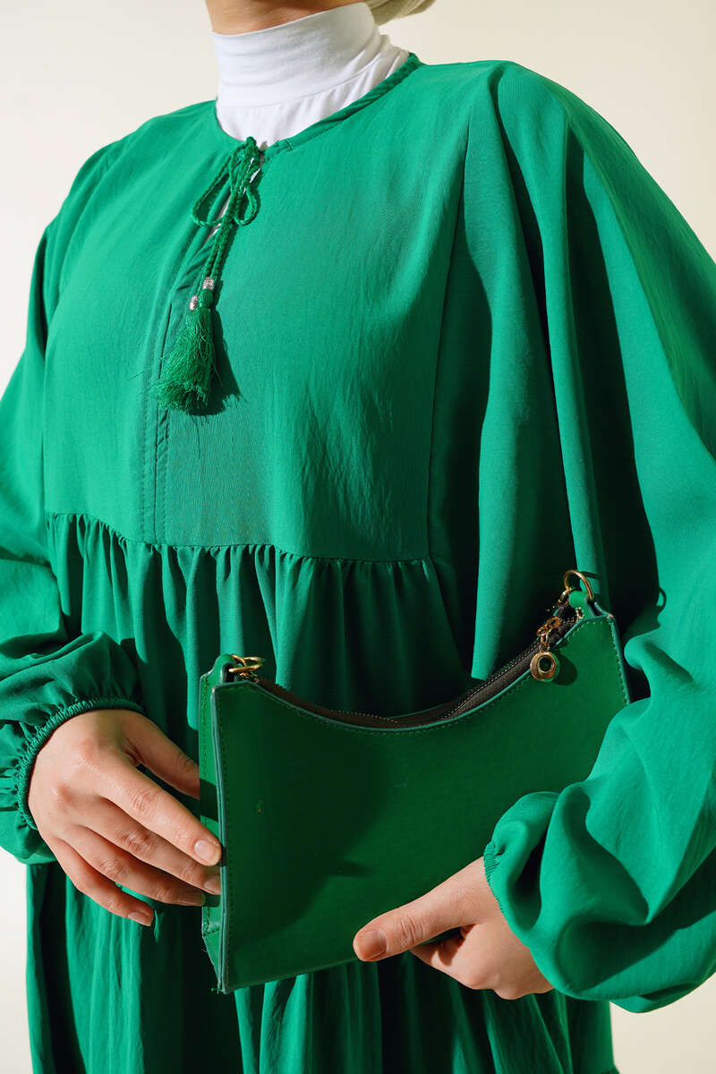 Yakası İpli Kat Model Elbise Benetton AY1529