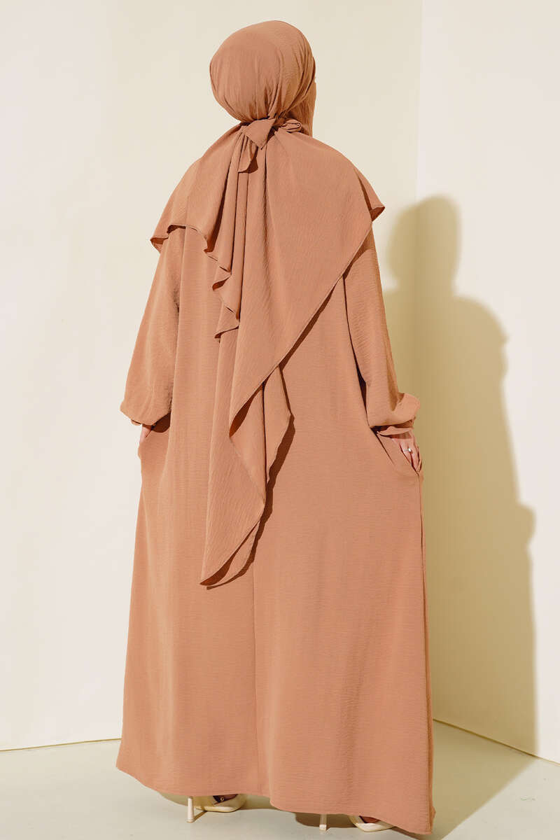 Peçeli Geniş Ferace Camel AY780