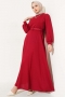 Kemerli Basic Elbise Bordo AY1595