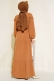 Önü Yarım Düğmeli Kat Kat Elbise Camel AY797