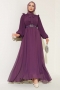 Kolları Piliseli Elbise Violet AY1187