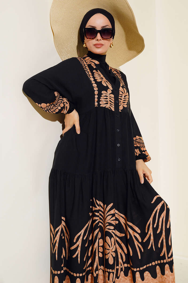 Yarım Düğmeli Kat Elbise Camel AY921