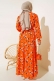 Demet Desenli Elbise Oranj AY2152