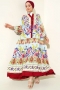 Dokuma Kloş Elbise Bordo AY1364