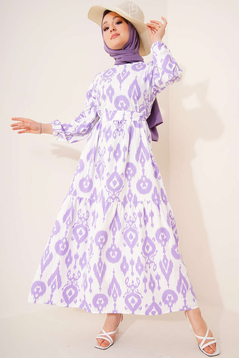 Monogram Desen Elbise Lila AY2380