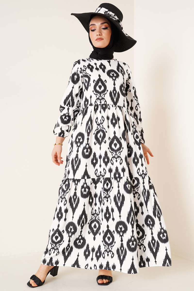 Monogram Desen Elbise Siyah AY2380