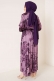 Yakası Kuşaklı Saten Elbise Magenta AY3542