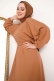 Parlak Taşlı Bürümcük Elbise Camel AY3592