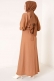Parlak Taşlı Bürümcük Elbise Camel AY3592