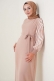 Kolları Zebra Desen Kuşaklı Camel Elbise  AY3648
