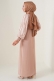 Kolları Zebra Desen Kuşaklı Camel Elbise  AY3648