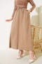 Bel Lastikli Cepli Gabardin Etek Camel AY3768