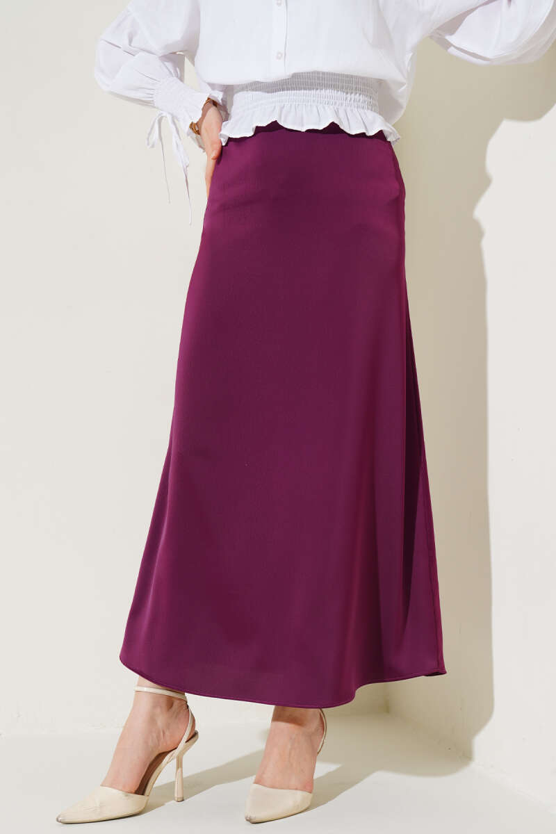 Beli Lastikli Saten Etek Mor AY3952