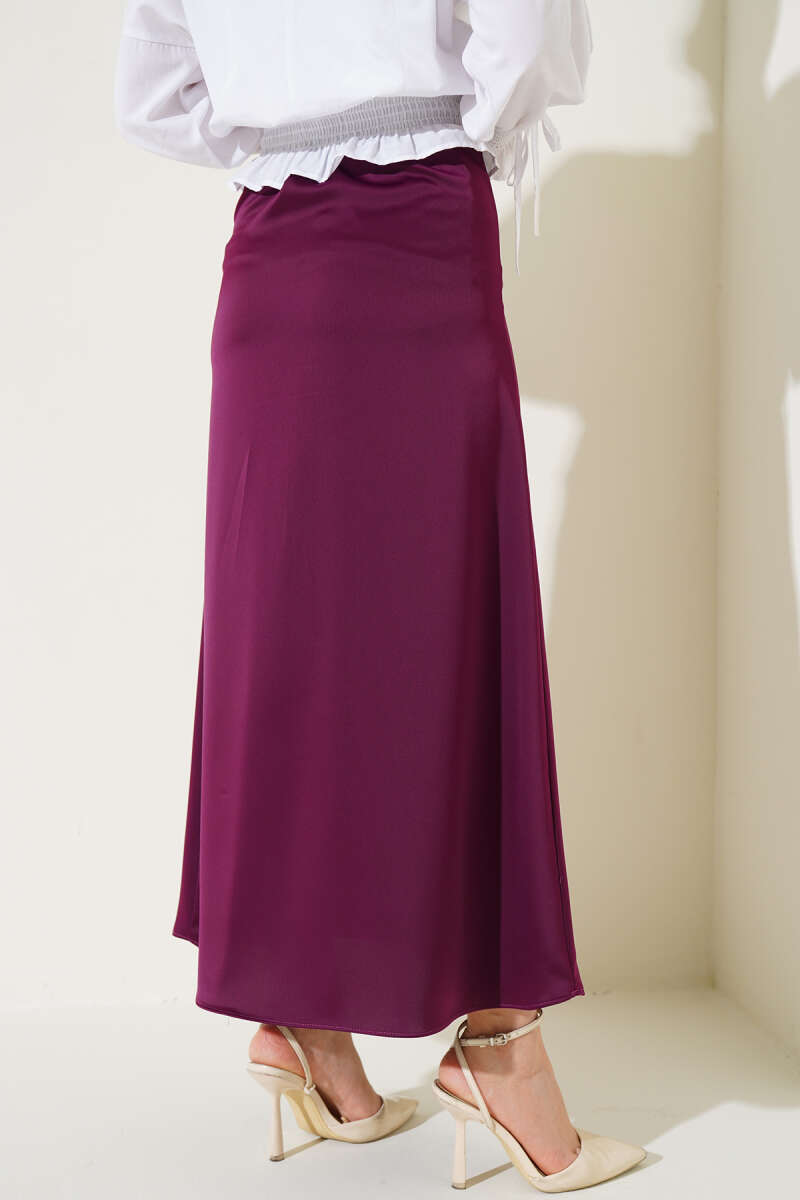 Beli Lastikli Saten Etek Mor AY3952