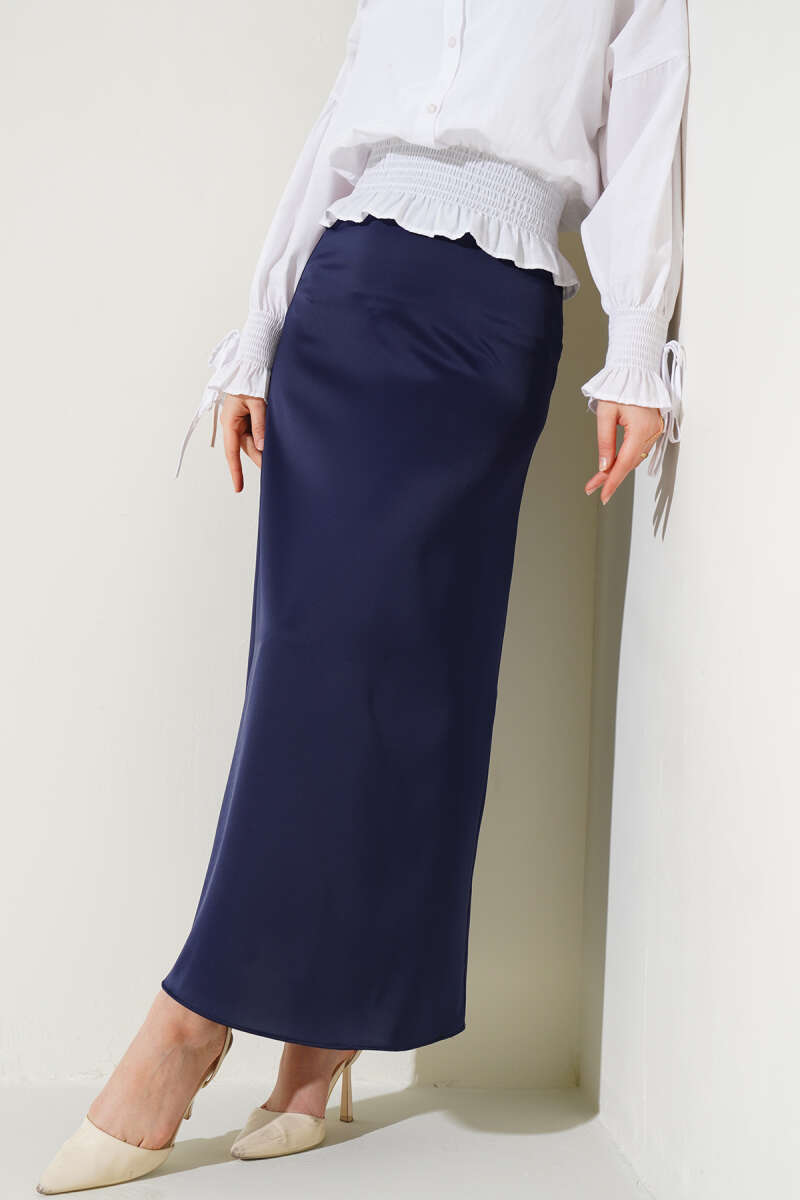 Beli Lastikli Saten Etek Lacivert AY3952