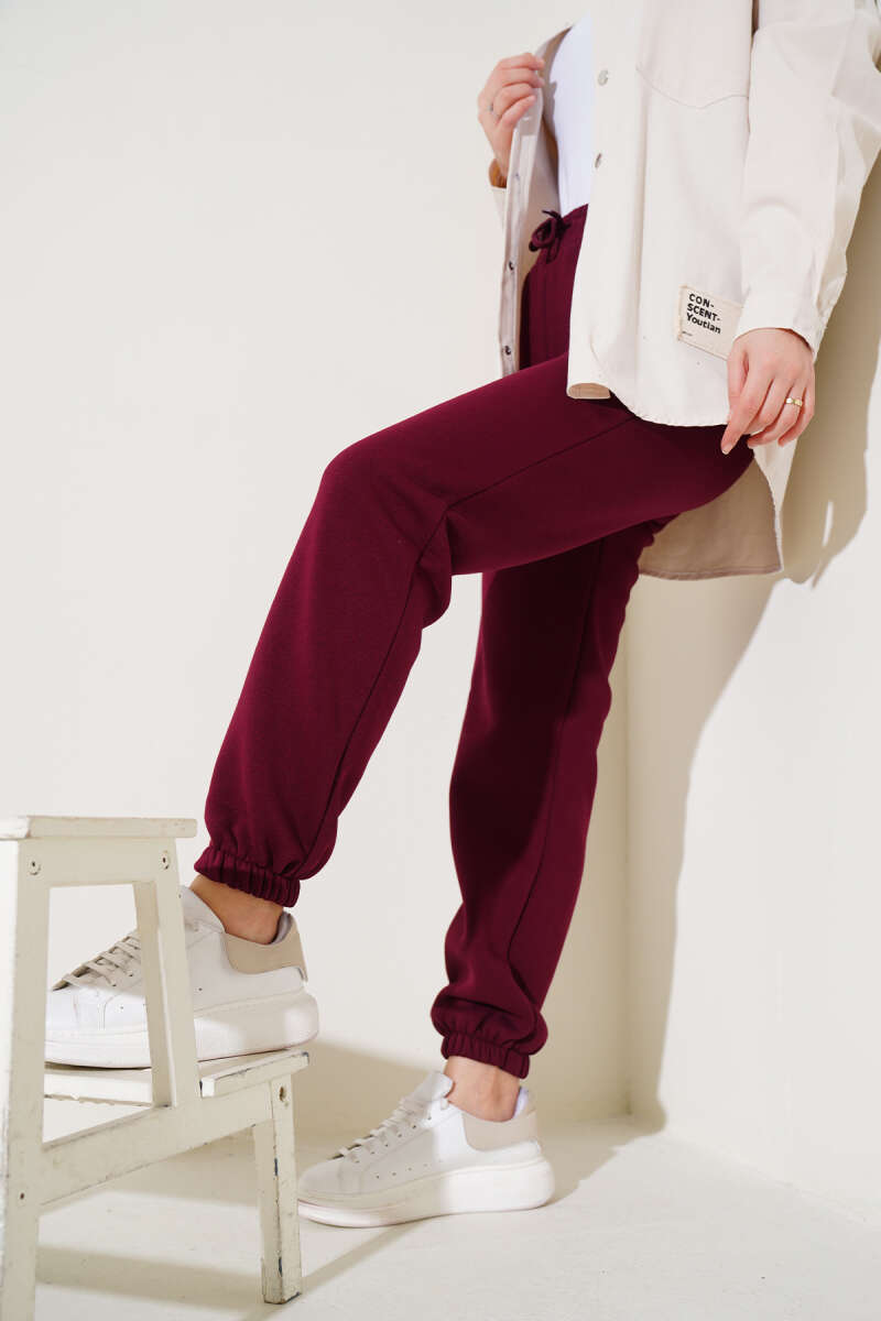 Üç İplik Jogger Pantolon Bordo AY3958