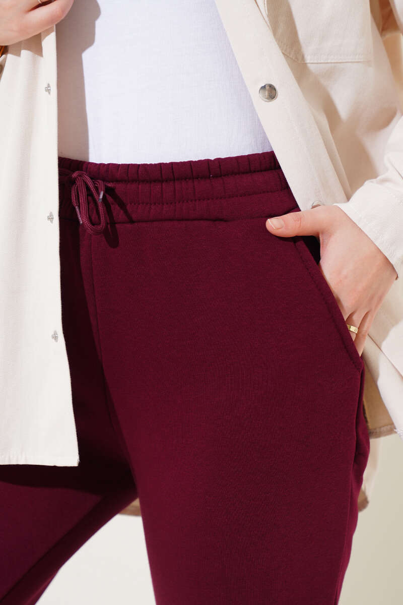 Üç İplik Jogger Pantolon Bordo AY3958