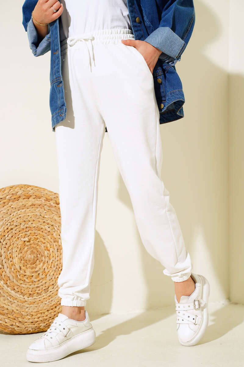 Bel Ve Bilek Lastikli Jogger Pantolon Ekru AY3966
