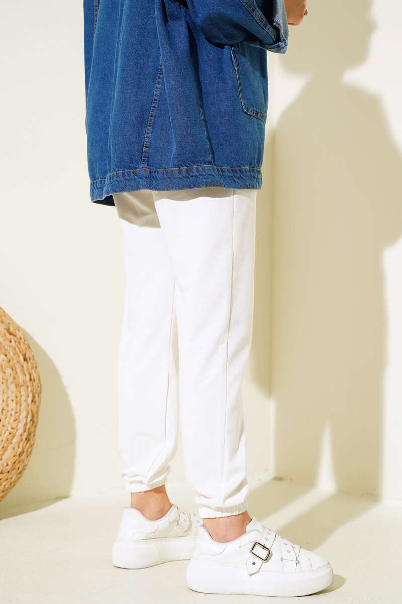 Bel Ve Bilek Lastikli Jogger Pantolon Ekru AY3966