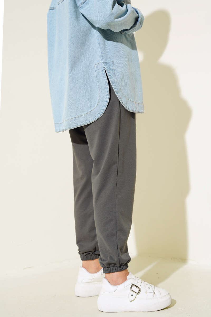 Bel Ve Bilek Lastikli Jogger Pantolon Füme AY3966