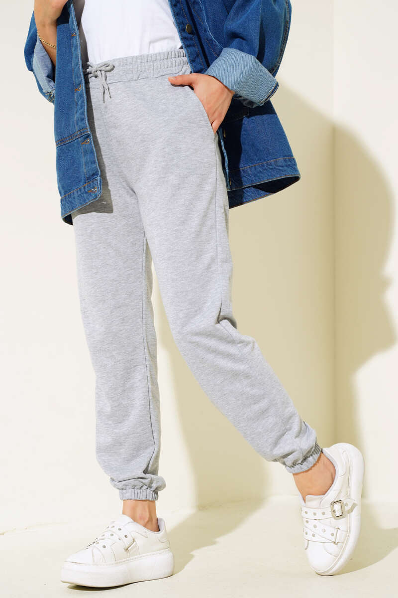 Bel Ve Bilek Lastikli Jogger Pantolon Gri AY3966