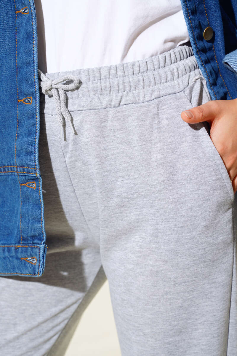 Bel Ve Bilek Lastikli Jogger Pantolon Gri AY3966