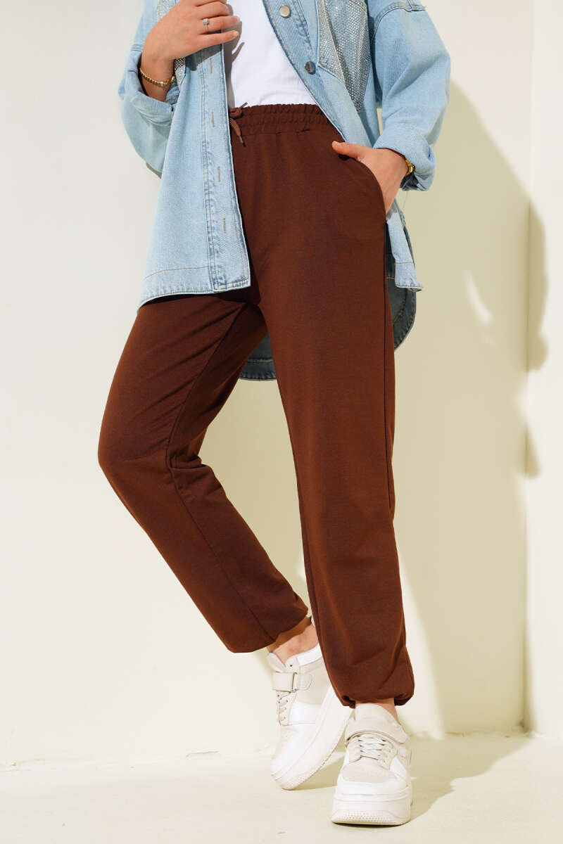 Bel Ve Bilek Lastikli Jogger Pantolon Kahve AY3966