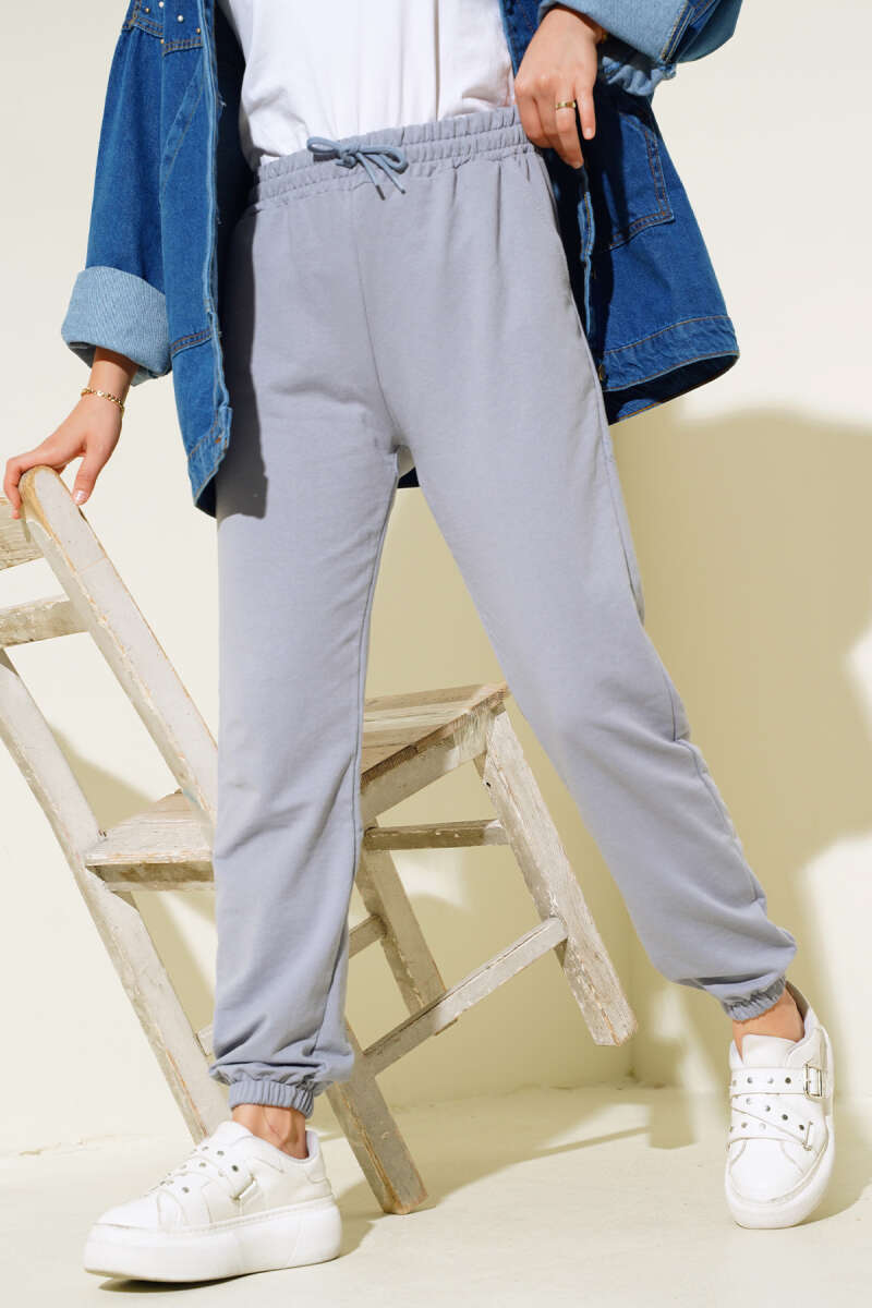 Bel Ve Bilek Lastikli Jogger Pantolon Kayrak Grisi AY3966