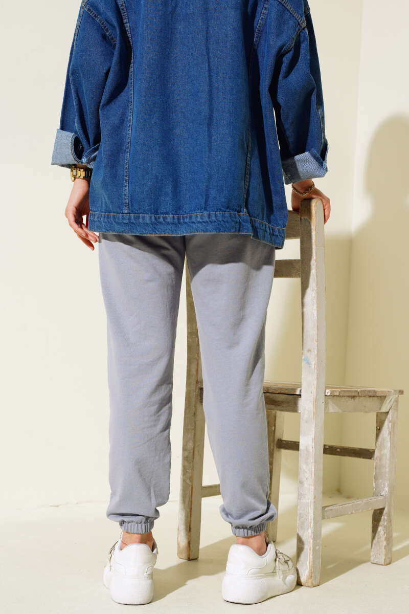 Bel Ve Bilek Lastikli Jogger Pantolon Kayrak Grisi AY3966