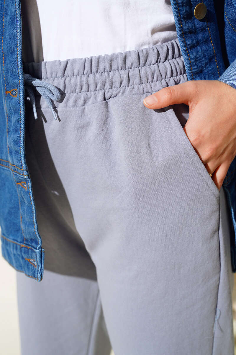 Bel Ve Bilek Lastikli Jogger Pantolon Kayrak Grisi AY3966