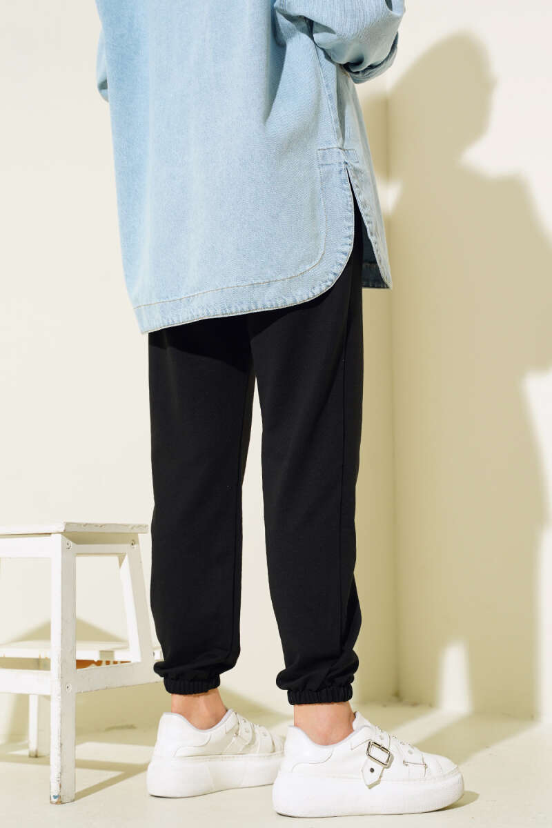 Bel Ve Bilek Lastikli Jogger Pantolon Siyah AY3966