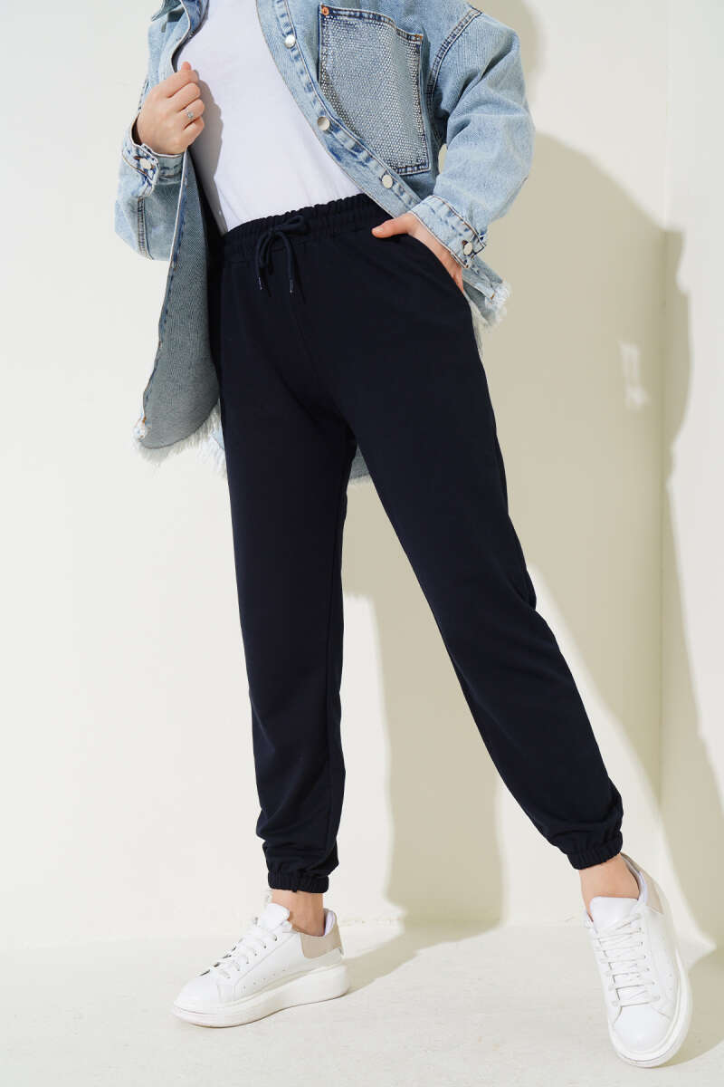 Bel Ve Bilek Lastikli Jogger Pantolon Lacivert AY3966
