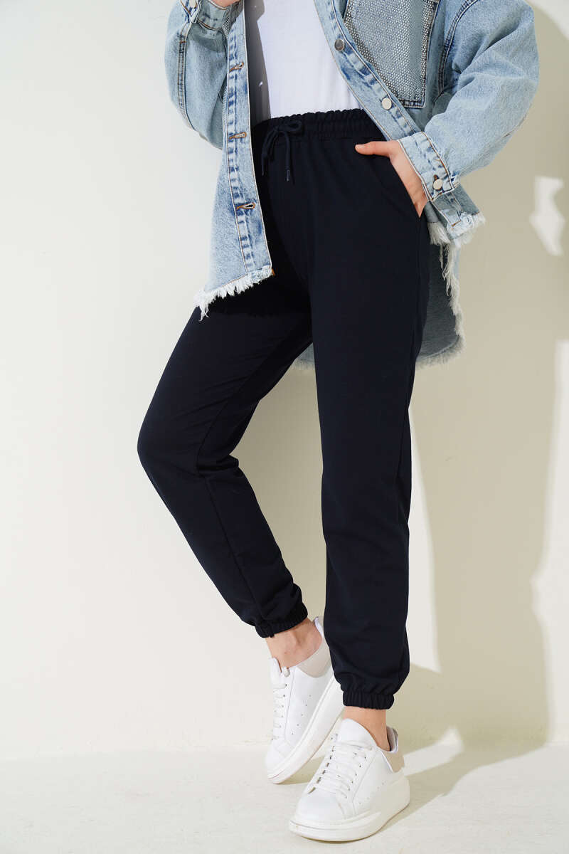 Bel Ve Bilek Lastikli Jogger Pantolon Lacivert AY3966