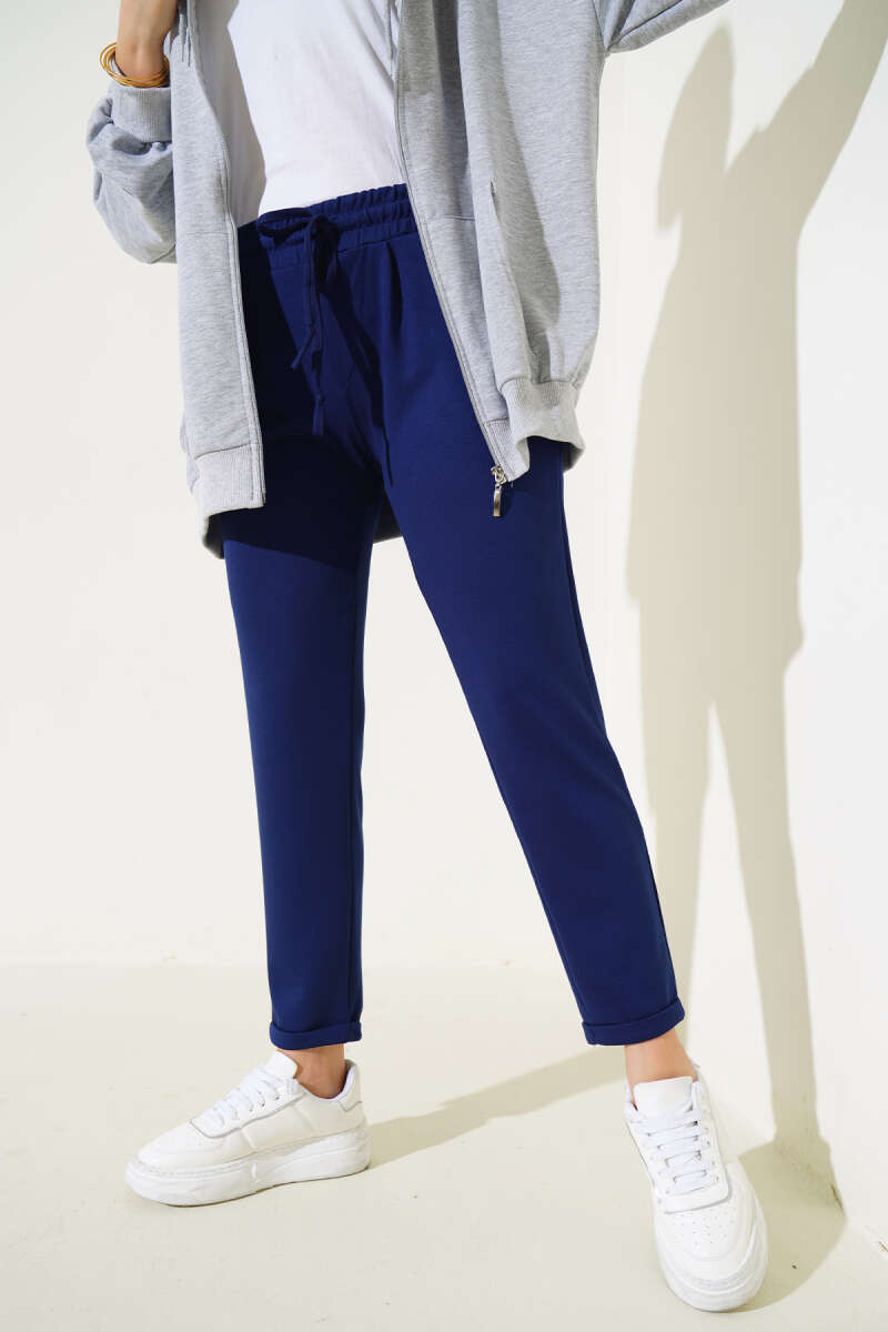Beli Lastikli Duble Paça Pantolon Lacivert AY3998