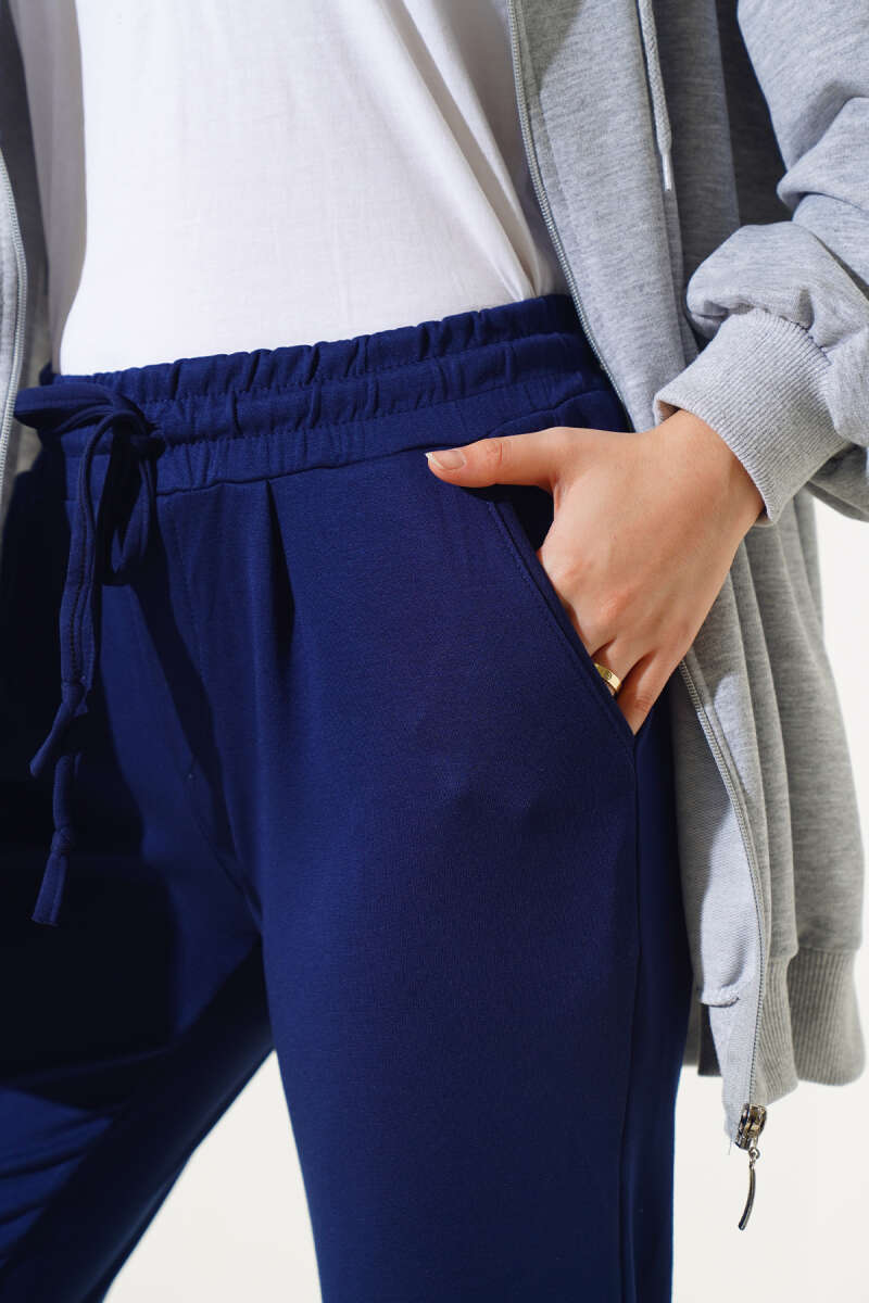 Beli Lastikli Duble Paça Pantolon Lacivert AY3998