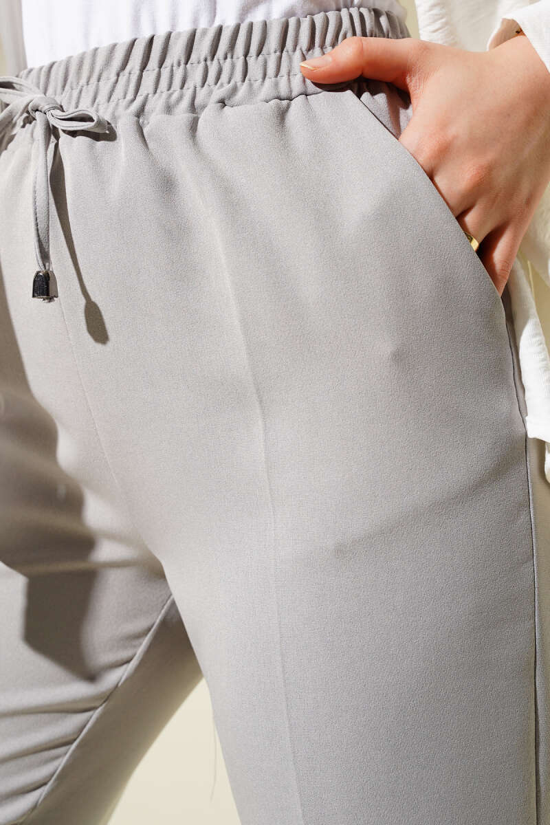 İp Detaylı Beli Lastikli Dar Paça Taş Pantolon AY4002