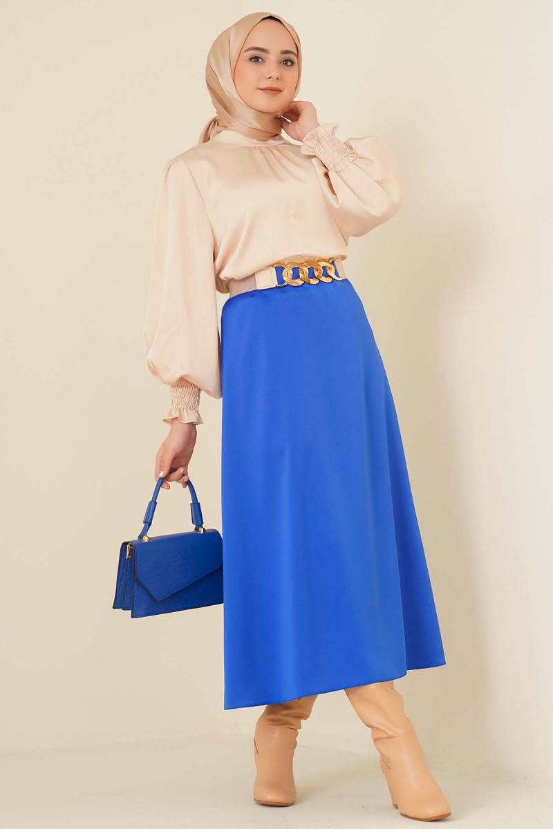 Evaze Saten Saks Etek AY4148