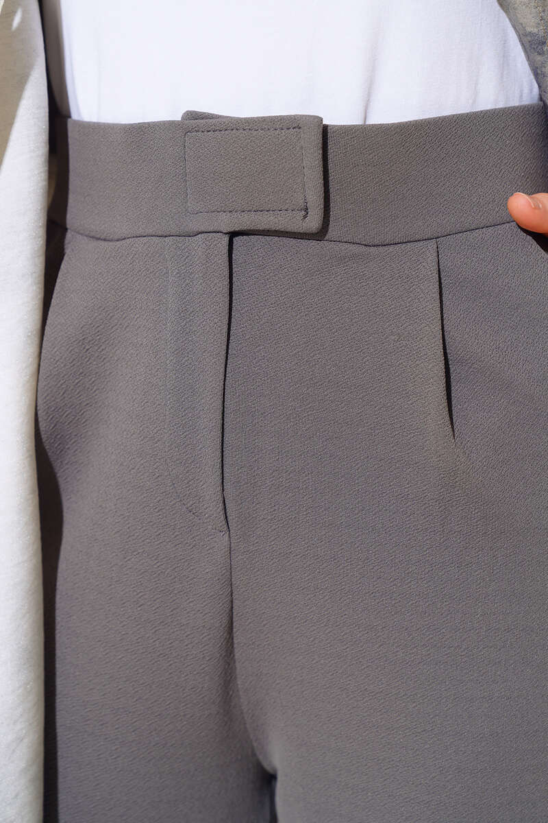 Cırtcırtlı Bol Paça Pantolon Gri AY4536