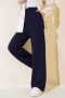 Cırtcırtlı Bol Paça Pantolon Lacivert AY4536
