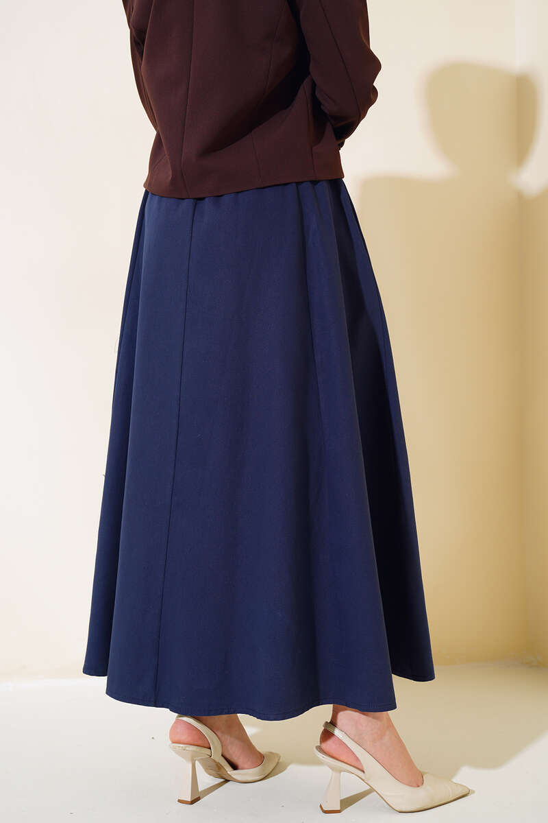 Kemerli Gabardin Etek İndigo AY4554