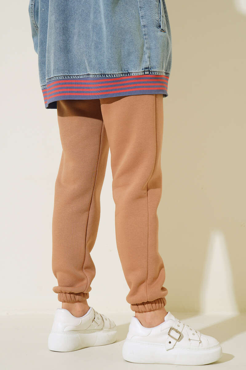 Üç İplik Jogger Pantolon Camel  AY3958