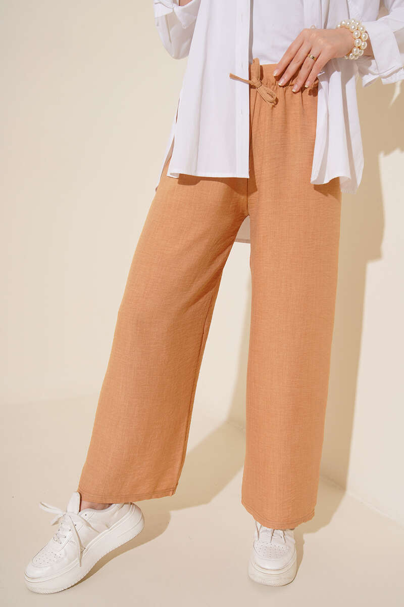 Bol Paça Keten Pantolon Camel AY4814